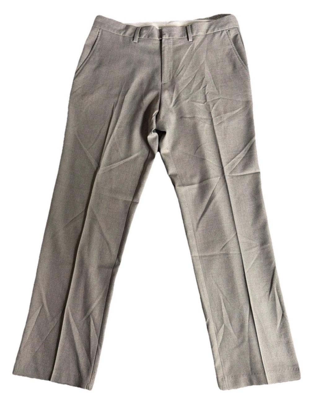 Kenneth Cole Reaction Straight Dress Pants Grey Plat Front Zip & Tab Fly 34”x30”